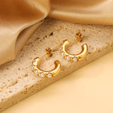 C Shape with 5 White Pearls Earrings 4.3*18.6mm