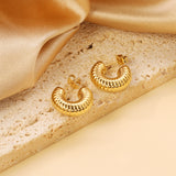 C-Shaped Horizontal Stud Earrings 6*17.5