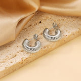 C-Shaped Horizontal Stud Earrings 6*17.5