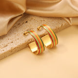 Oval C shape with mixed color with rose yellow blue & red green orange drop earrings 13.6*30.6mm