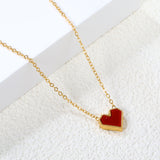 11.4*10.6mm Heart Shape Sticky White/Black/Red Acrylic Pendant 42+5cm+6mm Round Plaque Necklace Golden