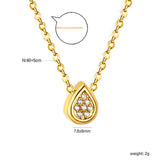 7.8*6mm Convex Teardrop CNC Zirconia Pendant 0.3 Cross Chain 40+5cm+6mm Round Necklace GOLD