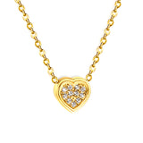 7.7*8mm Convex Heart CNC Zirconia Pendant 0.3 Cross Chain 40+5cm+6mm Round Necklace Golden