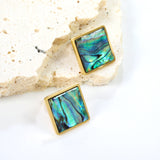 Square with oil drip colorful abalone shell earrings 15*15mm