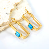 1.8*2.9*27mm Rectangle Loop with Square Turquoise Earrings 8.2*8.2mm