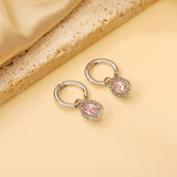 2x14.3mm Circle with Oval White&Red&Pink&Blue&Green Diamonds+White Diamond Hoop Earrings 8.4*10.2mm