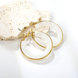 Round with White & Black & Green & Coffee Resin Loop Earrings 6.1*41.5mm