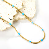 19 places front and back blue oil drop necklace 2.3mm*42+5cm