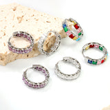 Thick 3*W 4.4*ID 13.3mm ear clips with inner and outer square white/purple/colored zirconium steel/golden