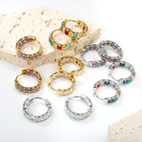 Thick 3*W 4.4*ID 13.3mm ear clips with inner and outer square white/purple/colored zirconium steel/golden