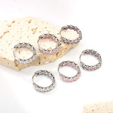 Thick 2.4*Wide 4.2*I.D. 14mm Ear Clips with rounded white/purple/pink zirconium steel/golden color