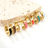 Thickness 2.2*Width 4*Inner Diameter 9mm Earrings Sticky White/Black/Pink/Light Blue/Orange/Green/Coffee Leather Gold Color