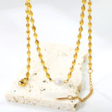 Wheat bead chain with 6.3*8mm*1 oval white pearl necklace 41+5cm