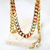 Necklace with Mixed Color Oil Drip 8mm*40+5cm