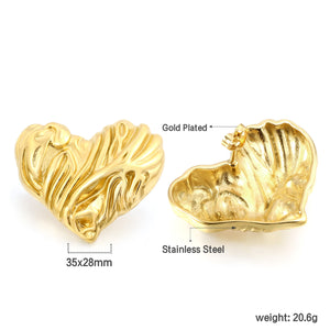 Textured Heart Earrings 35*28mm