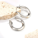 Hollow opening round corner earrings 6*32mm thick steel/golden