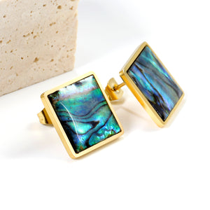 Square with oil drip colorful abalone shell earrings 15*15mm