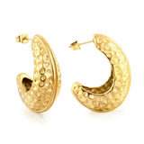 Oval C-shaped hammered earrings 14.6*35.5mm gold color