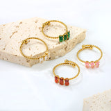 Tall 6.6mm loose twist ring white/garnet/pink/emerald zirconium gold color