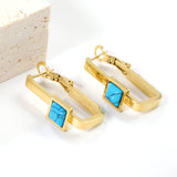 1.8*2.9*27mm Rectangle Loop with Square Turquoise Earrings 8.2*8.2mm