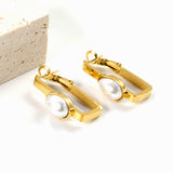 1.8*2.9*27mm rectangular hoop with teardrop shaped half-white pearl ear clips 8.9*12mm