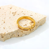 H3mm CNC Cross shape white zirconium ring steel color/golden