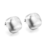 Rounded Square Stud Earrings 20mm Steel Color