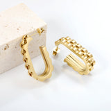 U-shaped earrings with three wave patterns 6.7*29.3mm