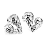 Pitted Faceted Heart Stud Earrings 23.8*21.5mm