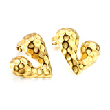 Pitted Faceted Heart Stud Earrings 23.8*21.5mm