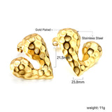 Pitted Faceted Heart Stud Earrings 23.8*21.5mm