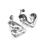 Pitted Faceted Heart Stud Earrings 23.8*21.5mm