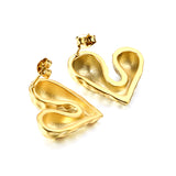 Pitted Faceted Heart Stud Earrings 23.8*21.5mm