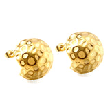 Open Ball Hammered Stud Earrings 22mm Gold Color