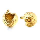 Open Ball Hammered Stud Earrings 22mm Gold Color