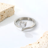 Height 7.3mm White zirconium heart shaped ring steel color / gold