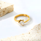 Height 7.3mm Triangular white diamond open-end ring Zirconium steel color/golden