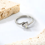 Height 7.3mm Triangular white diamond open-end ring Zirconium steel color/golden