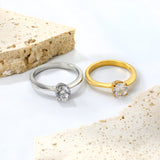 H6mm Round Minimalist White Zirconia Ring Gold/steel color