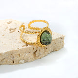 13.2*14.8mm Oval Chrysoprase/ Chrysoprase Fittings Open-end Ring Gold 8