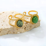 13.2*14.8mm Oval Chrysoprase/ Chrysoprase Fittings Open-end Ring Gold 8