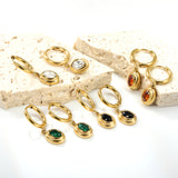 2*10mm I.D. earrings + 8.3*10.5mm oval shape with white/black/garnet/emerald zirconium fittings Gold color