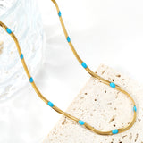 19 places front and back blue oil drop necklace 2.3mm*42+5cm