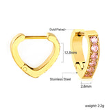 Heart Shaped Circle with White & Pink Diamonds Ear Clips 2.8*14.*12.8mm