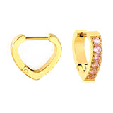 Heart Shaped Circle with White & Pink Diamonds Ear Clips 2.8*14.*12.8mm