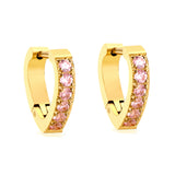 Heart Shaped Circle with White & Pink Diamonds Ear Clips 2.8*14.*12.8mm