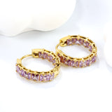 Thick 3*W 4.4*ID 13.3mm ear clips with inner and outer square white/purple/colored zirconium steel/golden