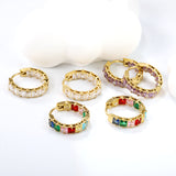 Thick 3*W 4.4*ID 13.3mm ear clips with inner and outer square white/purple/colored zirconium steel/golden