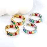 Thick 3*W 4.4*ID 13.3mm ear clips with inner and outer square white/purple/colored zirconium steel/golden