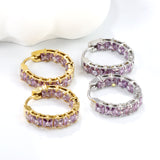 Thick 3*W 4.4*ID 13.3mm ear clips with inner and outer square white/purple/colored zirconium steel/golden